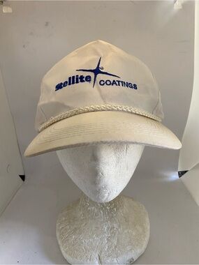 Vintage Stellite coating trucker Cream Baseball Cap with Blue Logo